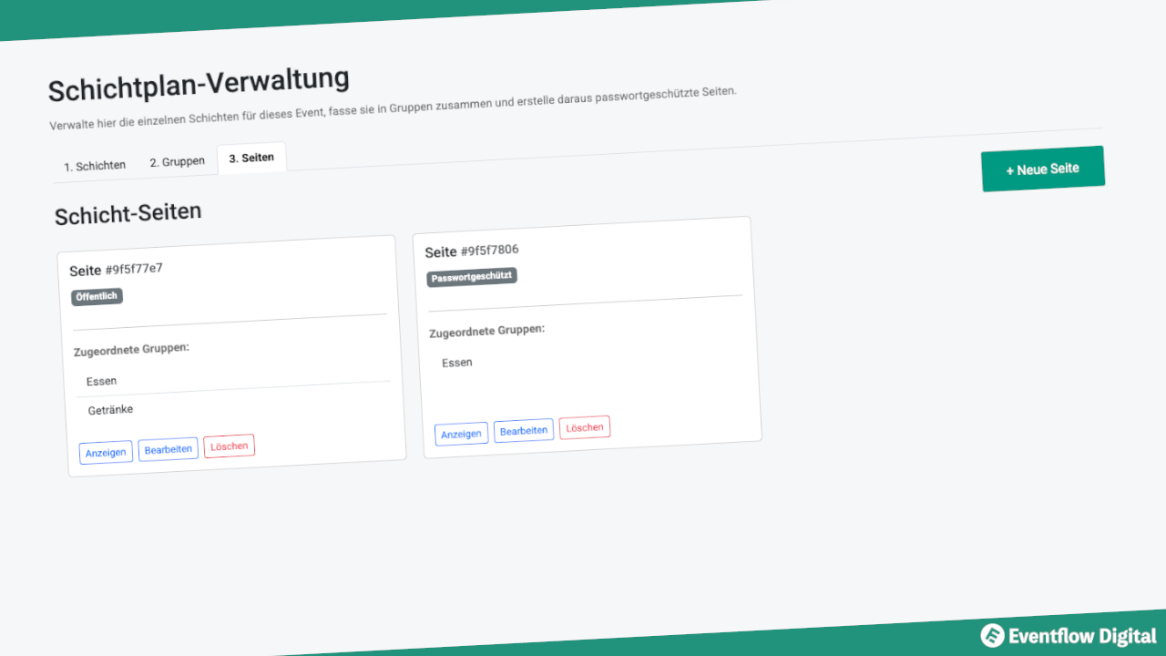 Verwaltung der Seiten
